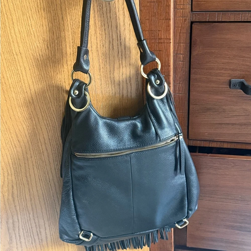 GILI Got It Love Leather Black Convertible Backpack Handbag Purse